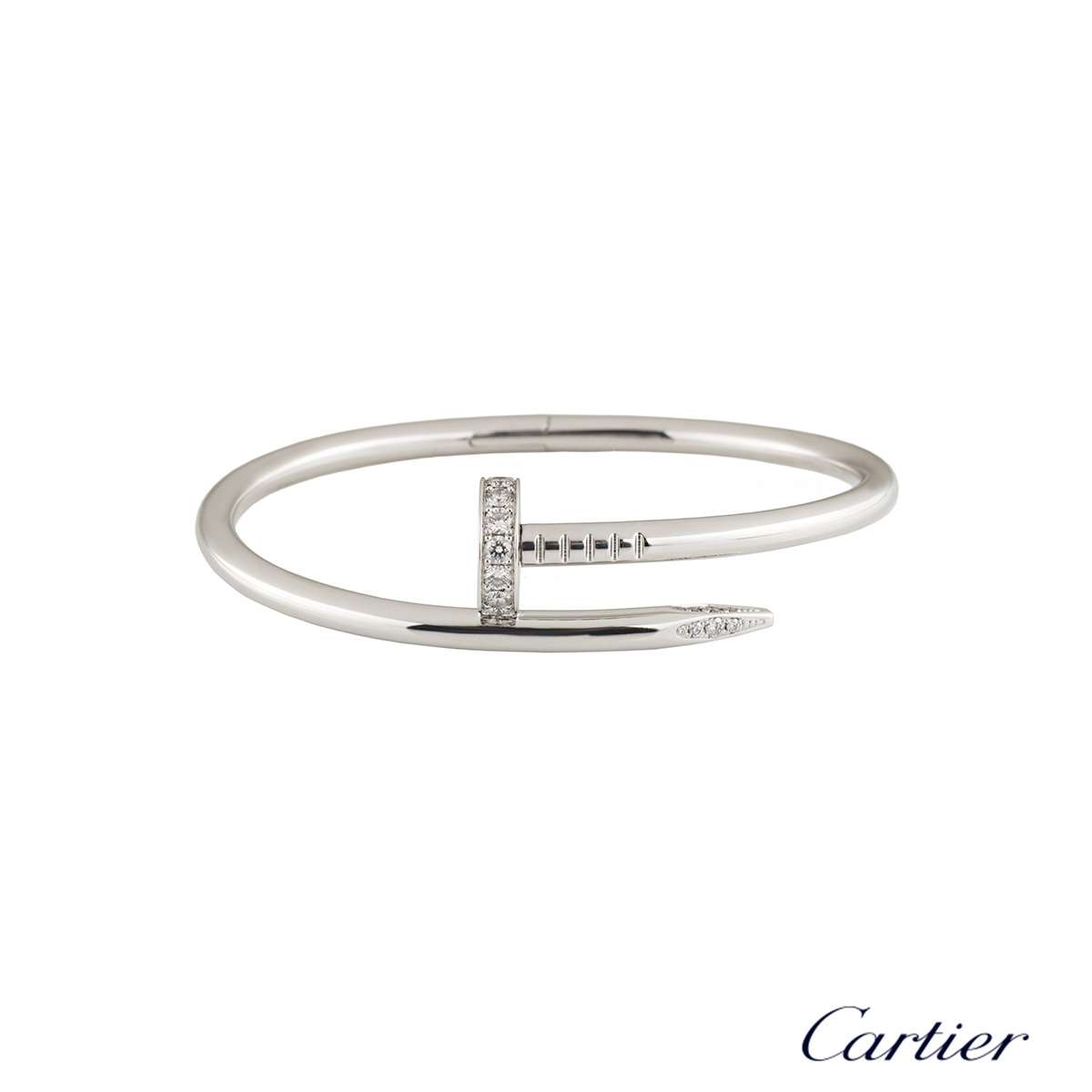 Cartier White Gold Diamond Juste Un Clou Bracelet Size 18 B6037918 ...